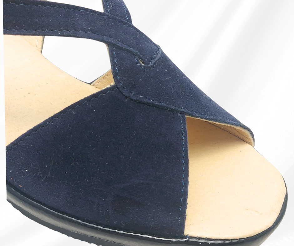ZIVIANI 5098 BLU sandalo molto comodo in camoscio con zeppa