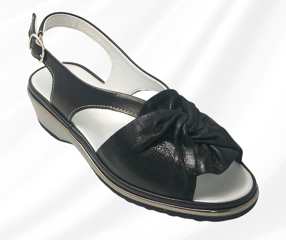 MARALSHOES 531A NERO sandalo anatomico molto comodo per piedi sensibili