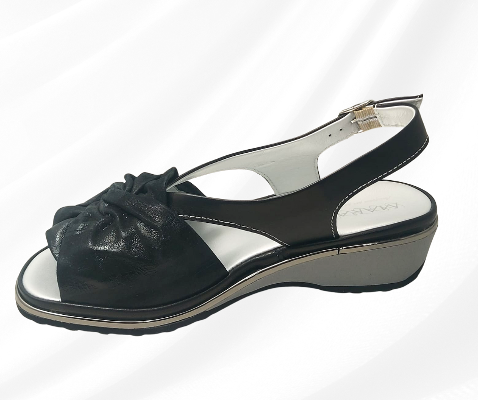MARALSHOES 531A NERO sandalo anatomico molto comodo per piedi sensibili