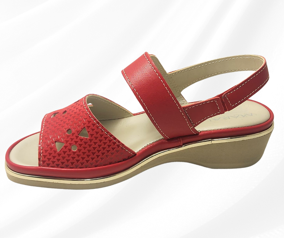 MARALSHOES 533A ROSSO sandalo anatomico molto comodo con stretch