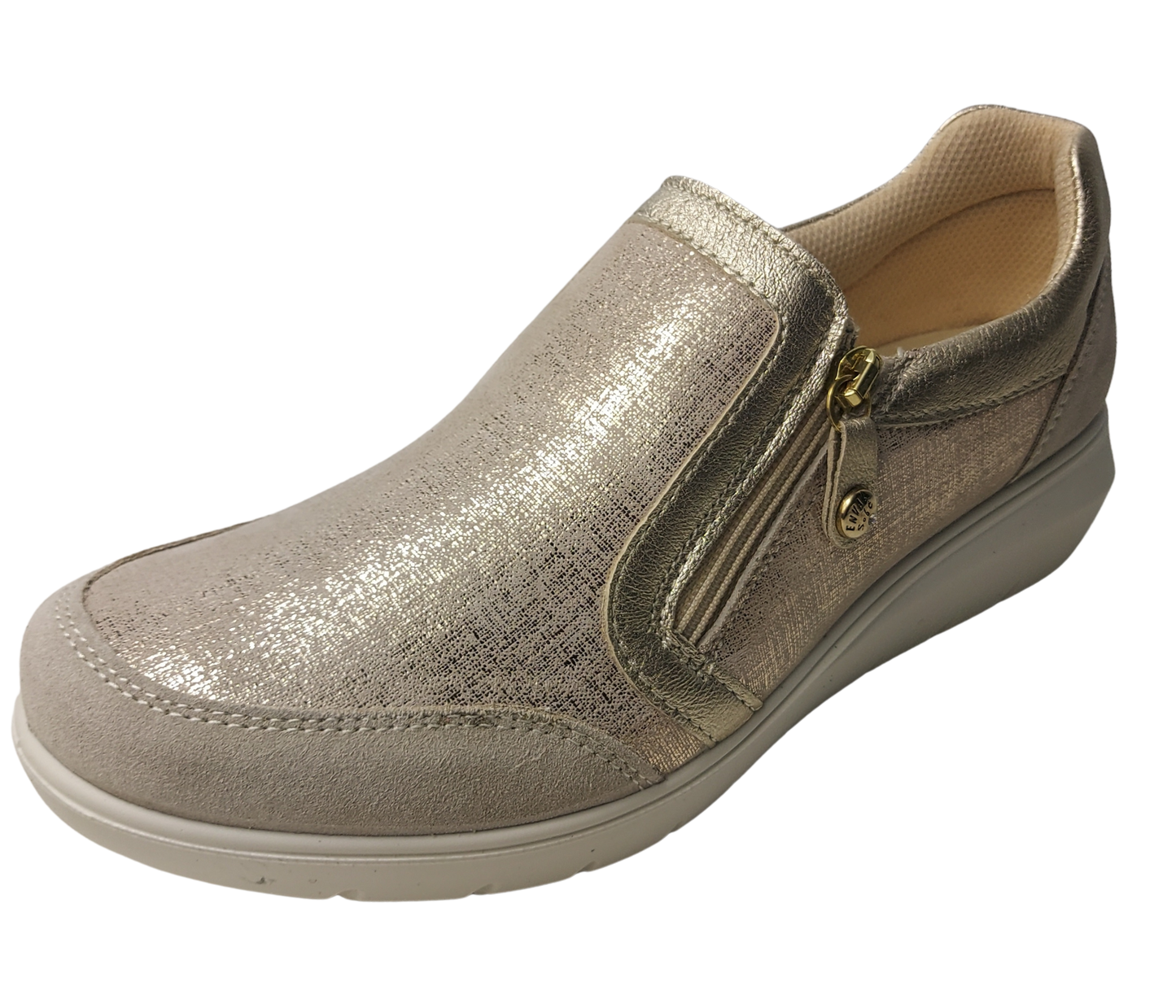 ENVAL SOFT 57665 PLATINO scarpa comoda accollata con chiusura lampo e plantare memory foam
