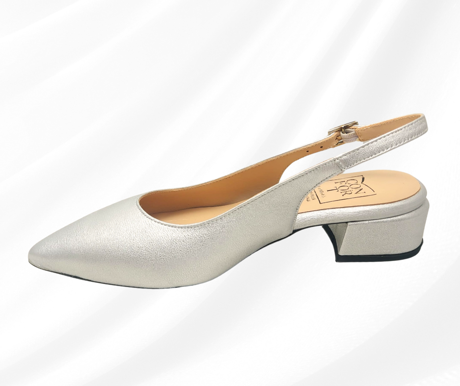 CONFORT 6445 ARGENTO chanel comodo con tacco basso