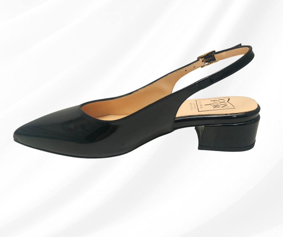 CONFORT 6445 VERNICE NERO chanel comodo con tacco basso
