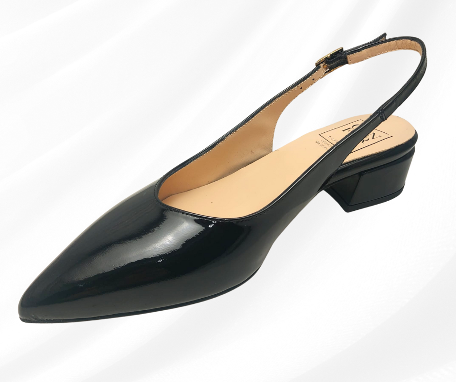 CONFORT 6445 VERNICE NERO chanel comodo con tacco basso