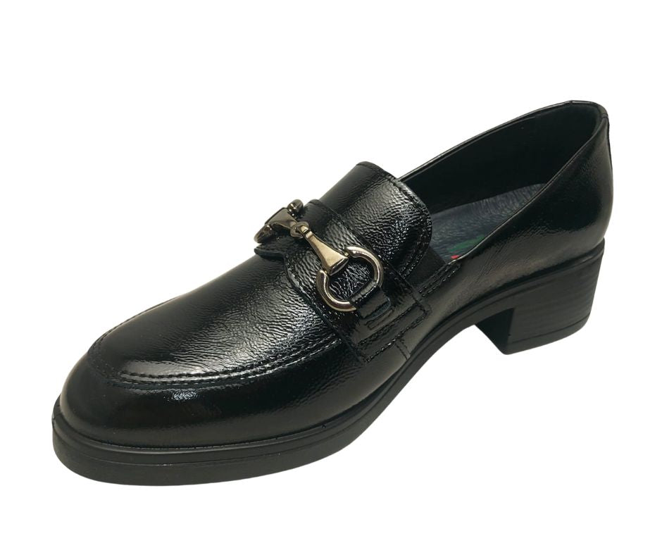ENVAL SOFT 67500 NAPL NERO mocassino comodo donna con tacco 3 cm