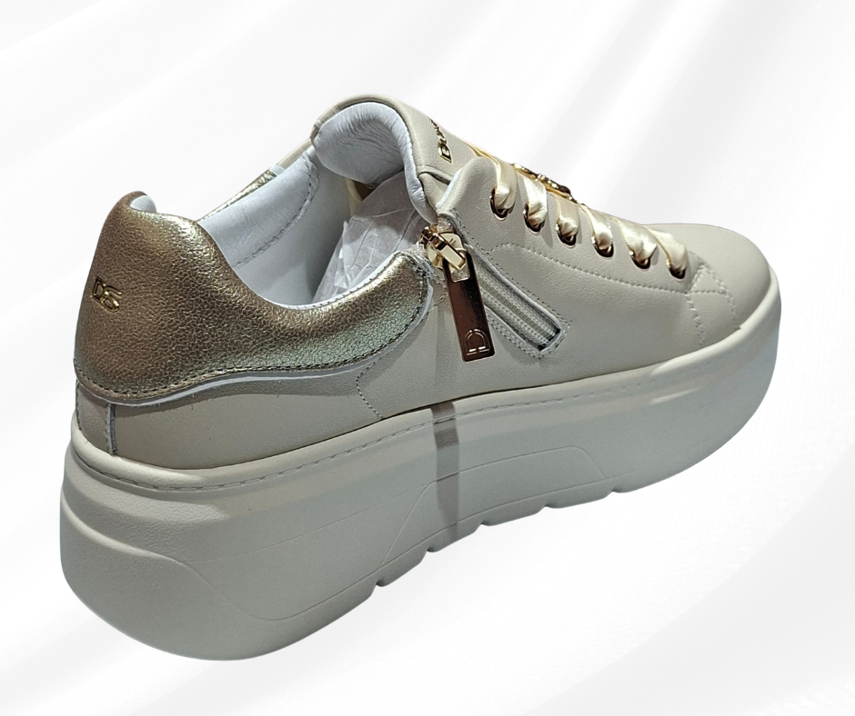 Scarpa comoda donna con lacci DONNA SERENA 675973 beige platino