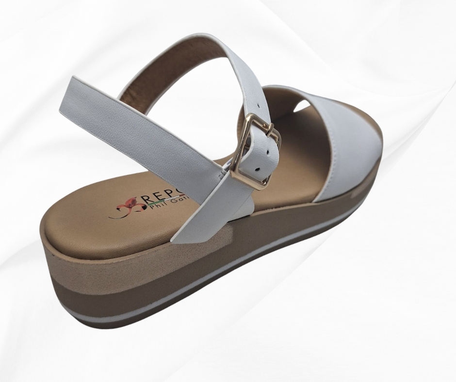 REPO 85222 BIANCO SANDALO COMODO DONNA IN PELLE CON ZEPPA