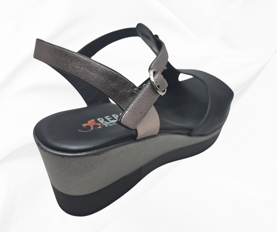 REPO 85248 NERO SANDALO COMODO DONNA CON ZEPPA E CINURINO