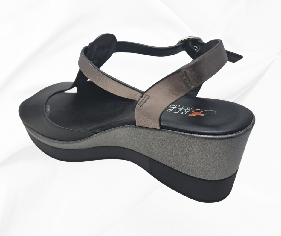 REPO 85248 NERO SANDALO COMODO DONNA CON ZEPPA E CINURINO