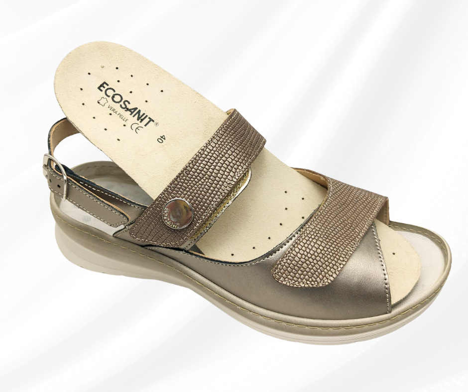 ECOSANIT BLANCO QUEEN BRONZO sandalo molto comodo predisposto per plantari con stretch