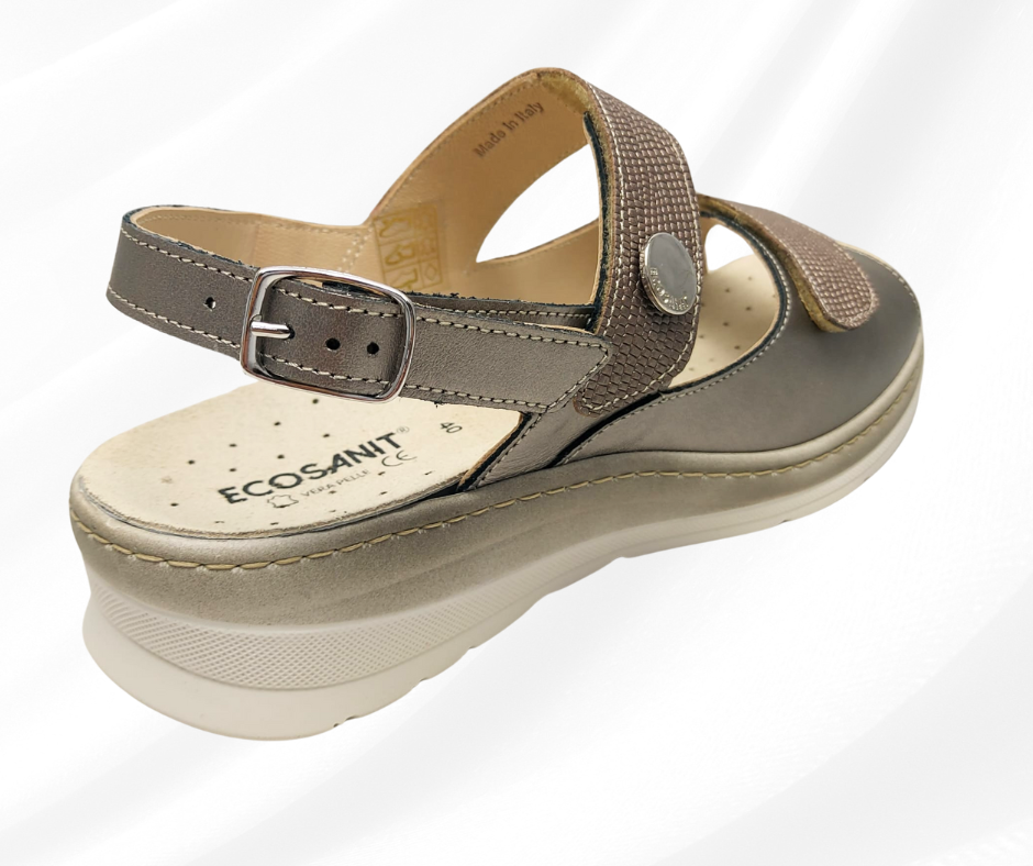 ECOSANIT BLANCO QUEEN BRONZO sandalo molto comodo predisposto per plantari con stretch