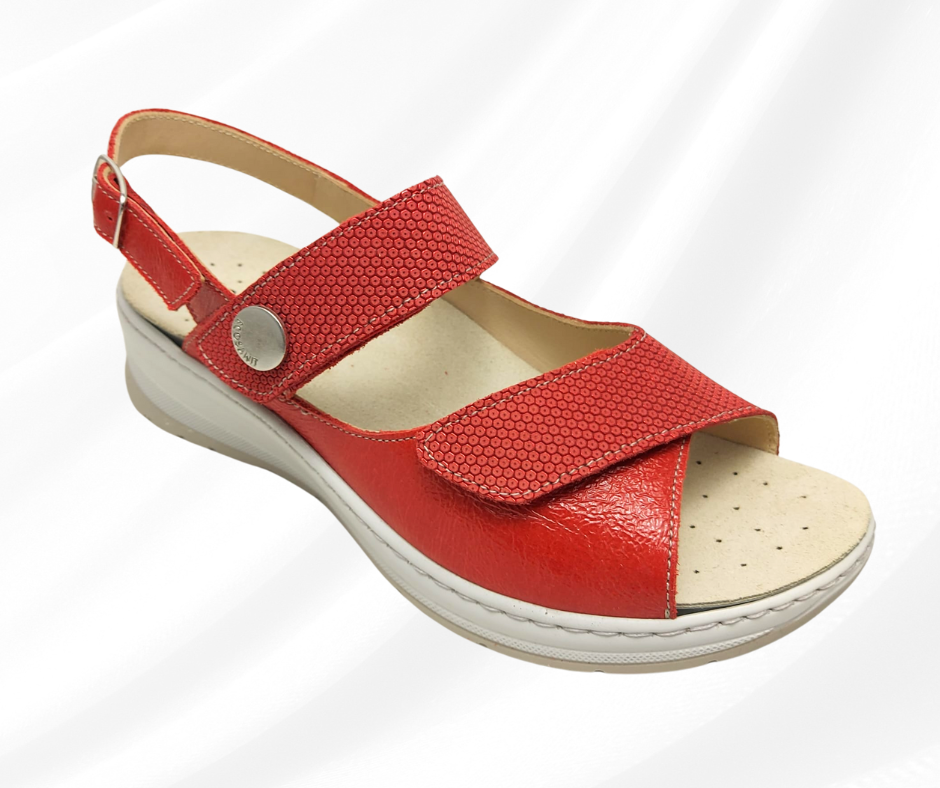 ECOSANIT BLANCO VERNICE ROSSO sandalo molto comodo predisposto per plantari con stretch