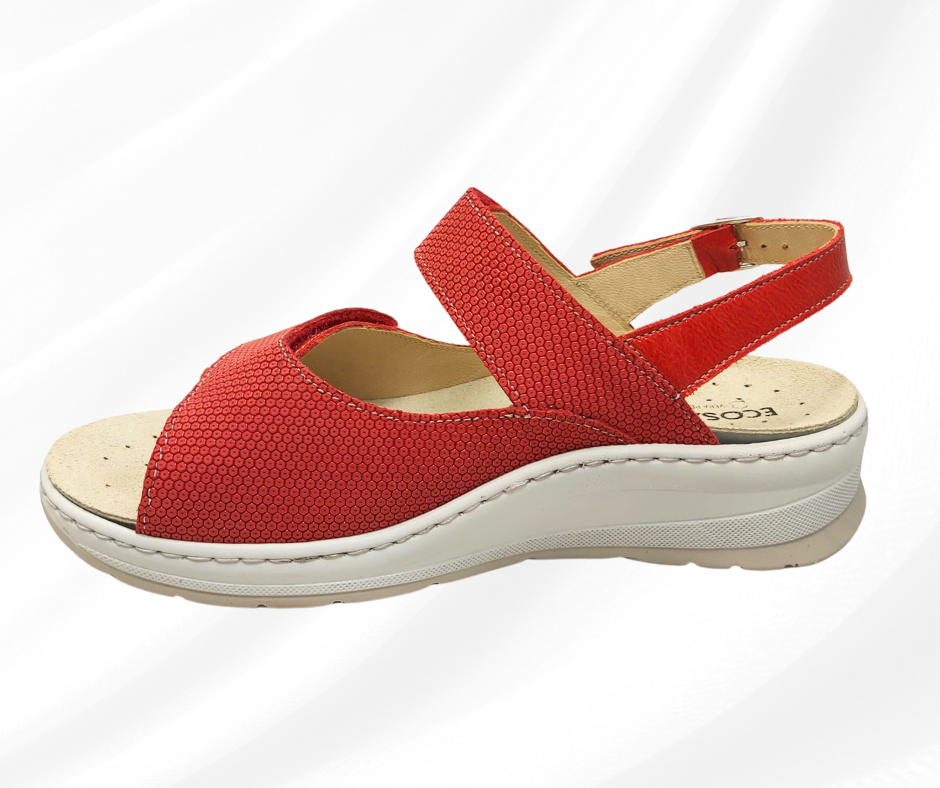 ECOSANIT BLANCO VERNICE ROSSO sandalo molto comodo predisposto per plantari con stretch