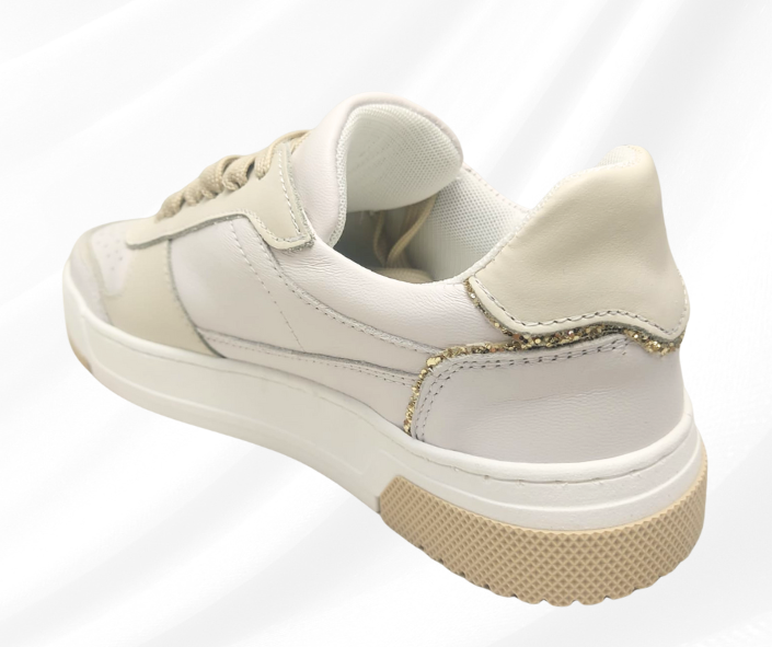CMC DB250 LAME PLATINO sneaker comoda donna in pelle con lacci con planatre estraibile