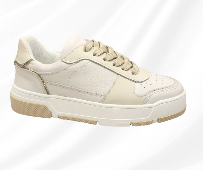 CMC DB250 LAME PLATINO sneaker comoda donna in pelle con lacci con planatre estraibile