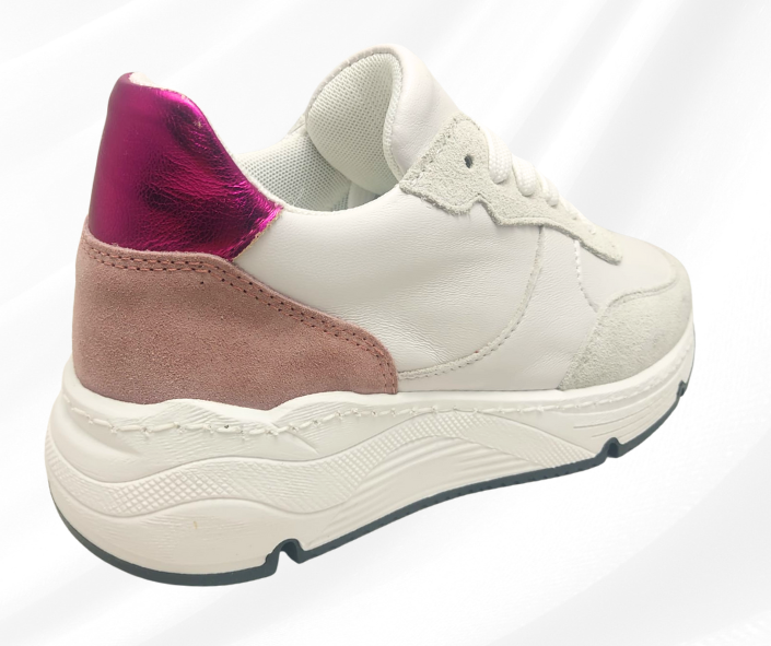 CMC FC25 FUCSIA ROSA sneaker comoda donna in pelle con lacci con planatre estraibile