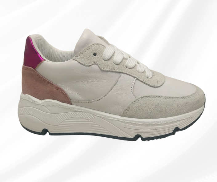 CMC FC25 FUCSIA ROSA sneaker comoda donna in pelle con lacci con planatre estraibile