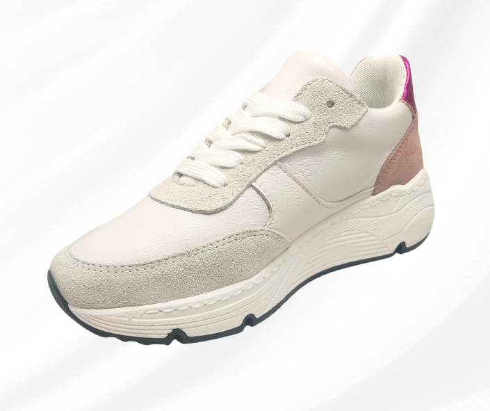 CMC FC25 FUCSIA ROSA sneaker comoda donna in pelle con lacci con planatre estraibile