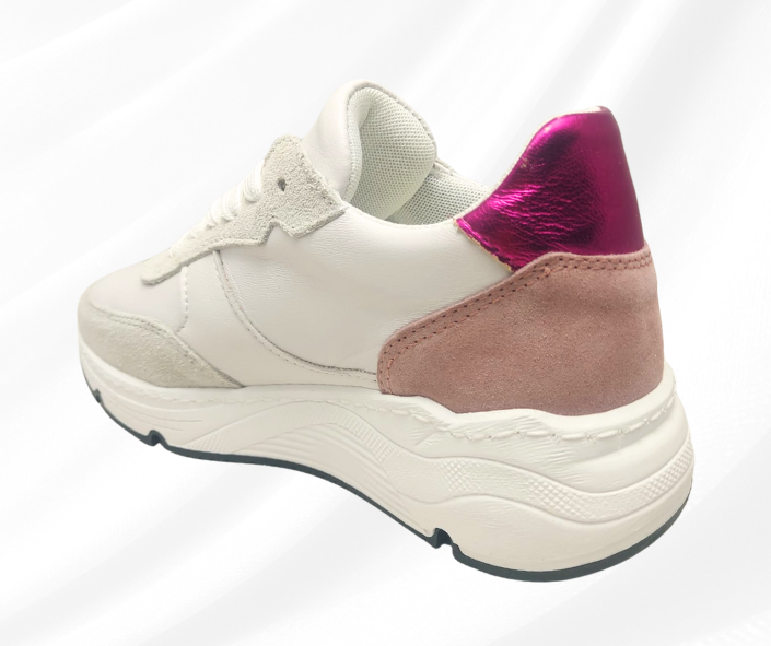 CMC FC25 FUCSIA ROSA sneaker comoda donna in pelle con lacci con planatre estraibile