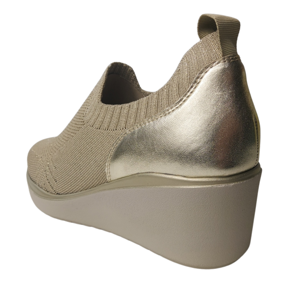 MELLUSO K55345W Beige scarpa accollata in tessuto elastico con plantare memory estraibile