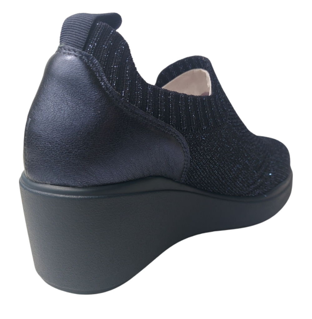 MELLUSO K55345W BLU scarpa accollata in tessuto elastico con plantare memory estraibile