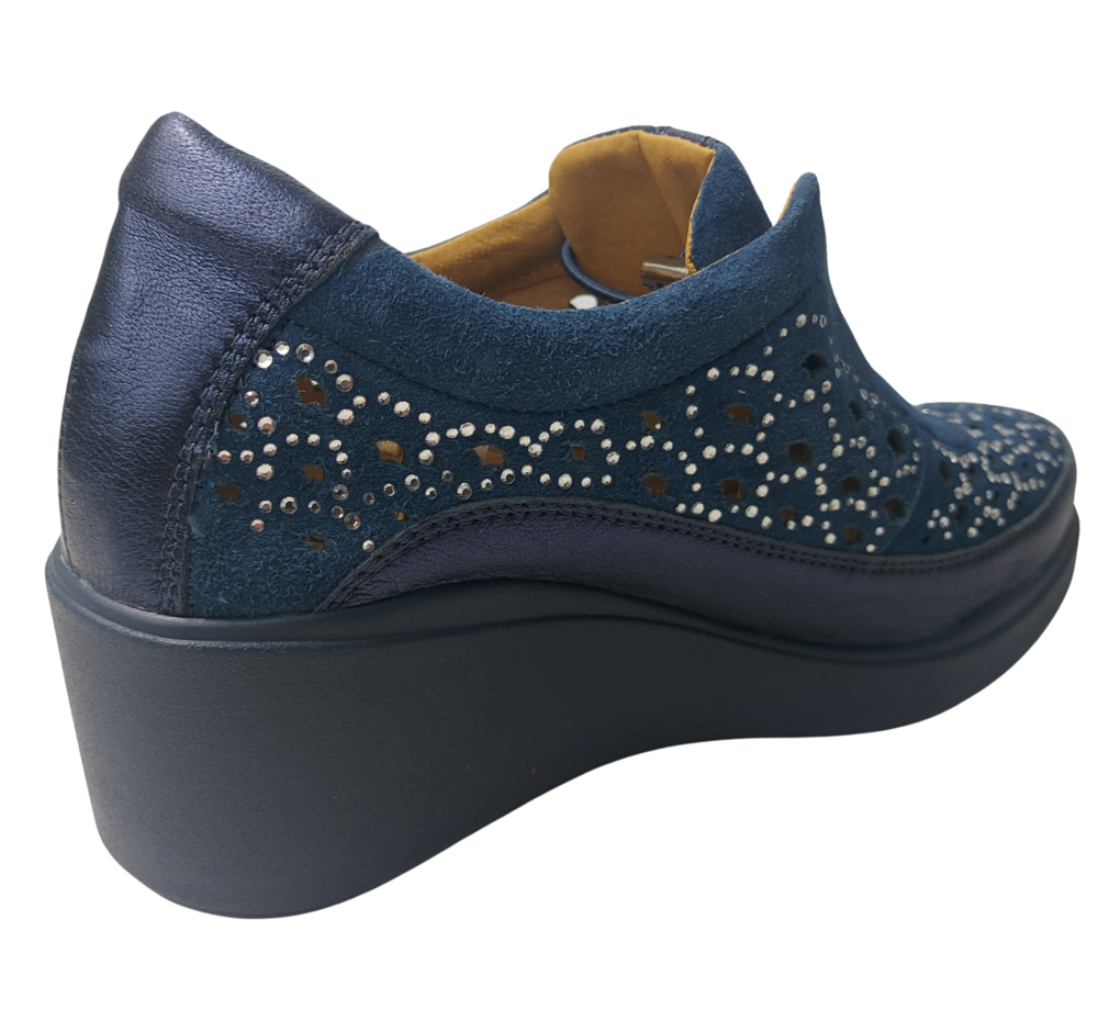 MELLUSO k55370W BLU scarpa comoda sportiva da infilare con plantare estraibile