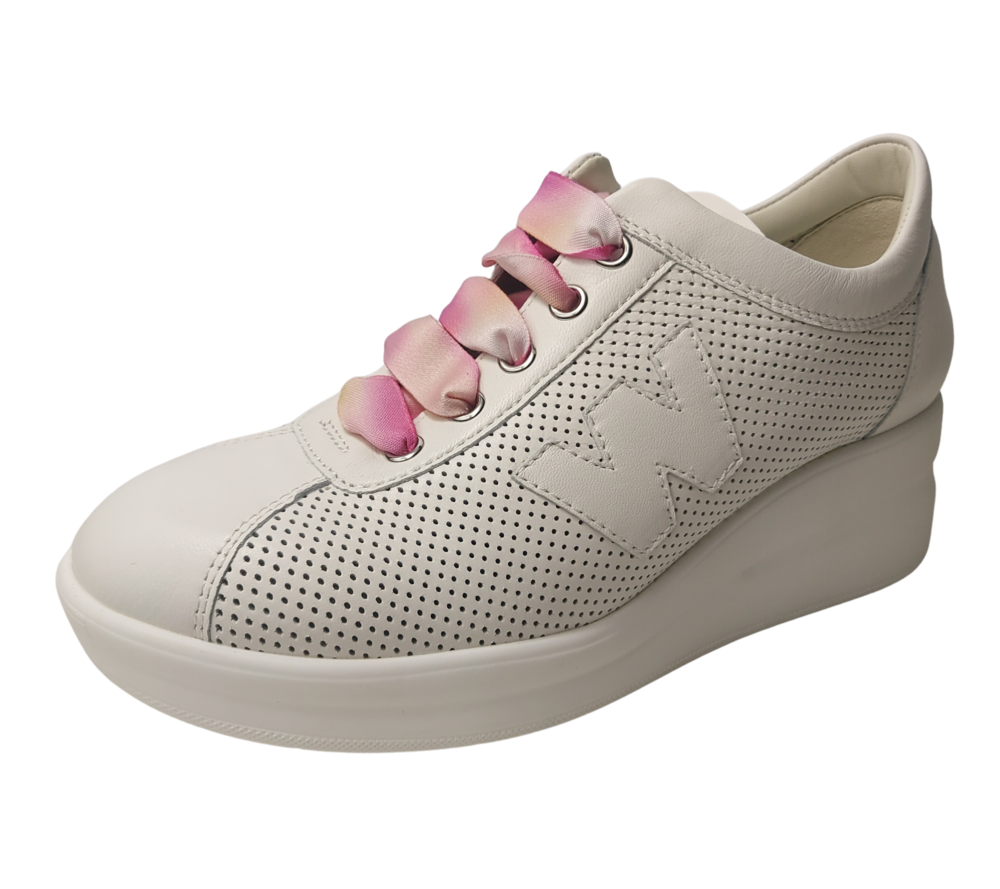 MELLUSO R20245W WHITE scarpa comoda sportiva con lacci con plantare estraibile