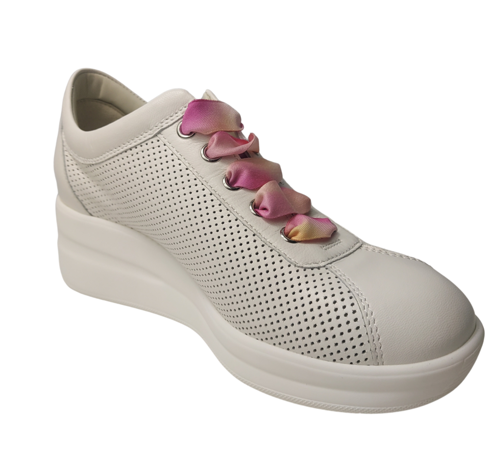 MELLUSO R20245W WHITE scarpa comoda sportiva con lacci con plantare estraibile