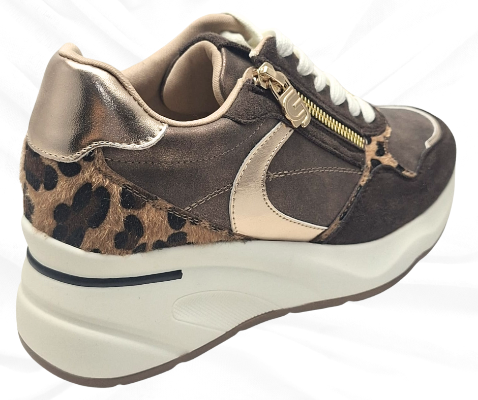 Gold&Gold GB1015 MARRONE sneaker donna con lacci e lampo