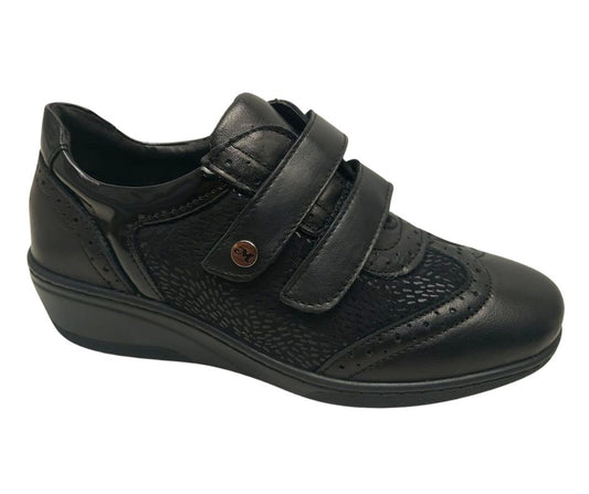 Melluso 018899jJ NERO scarpa a pianta larga con doppio stretch