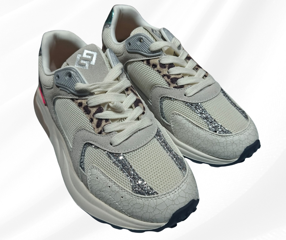 Sneaker donna conn lacci GOLD&GOLD 1028 animalier con plantare estraibile