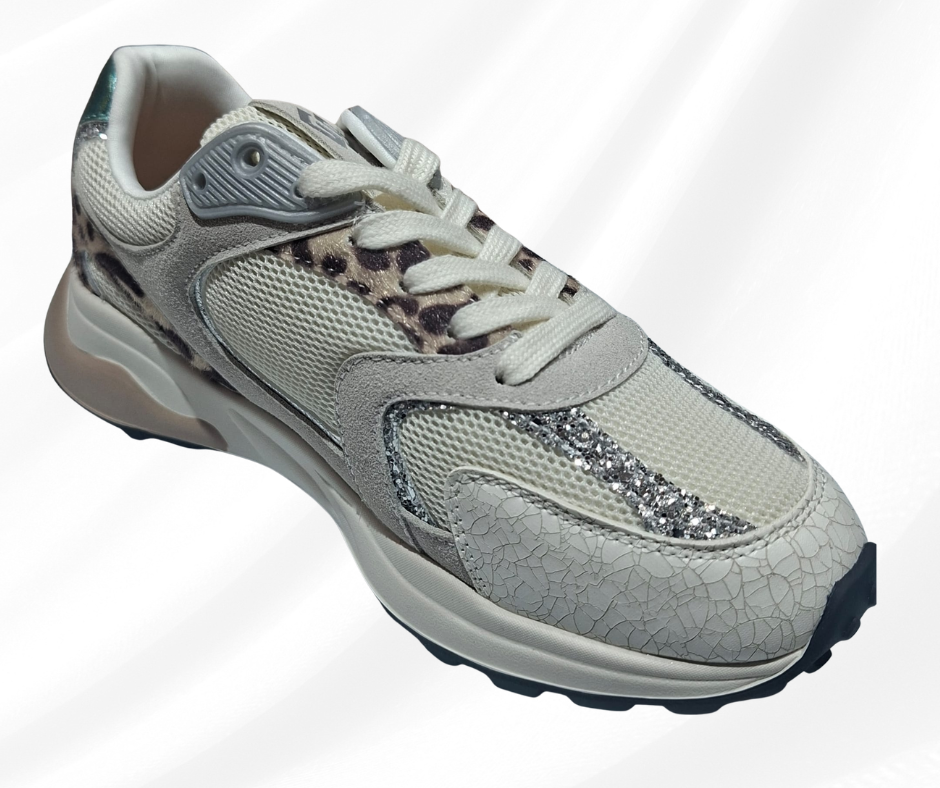 Sneaker donna conn lacci GOLD&GOLD 1028 animalier con plantare estraibile