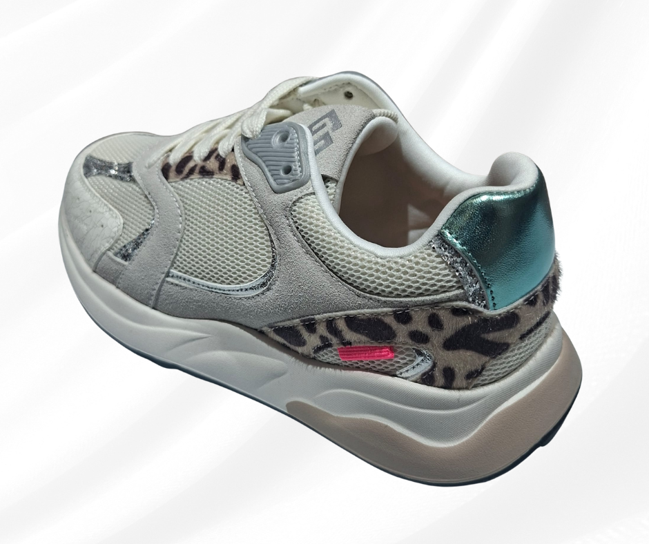 Sneaker donna conn lacci GOLD&GOLD 1028 animalier con plantare estraibile