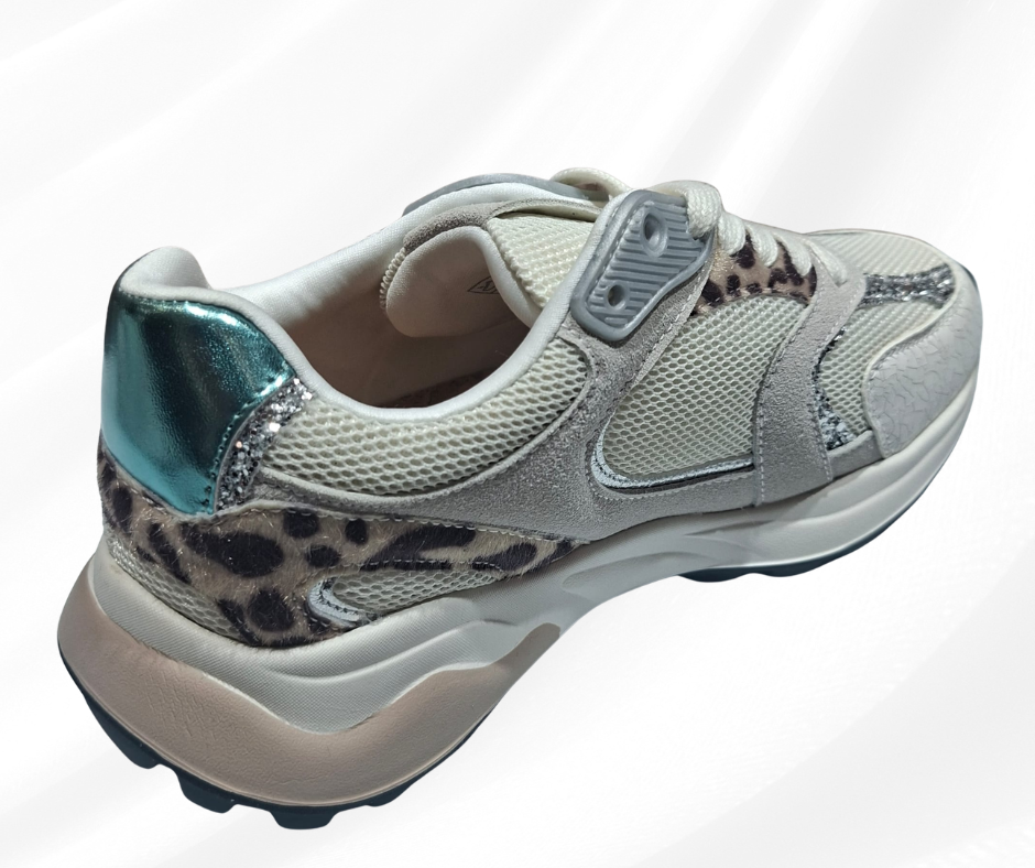 Sneaker donna conn lacci GOLD&GOLD 1028 animalier con plantare estraibile