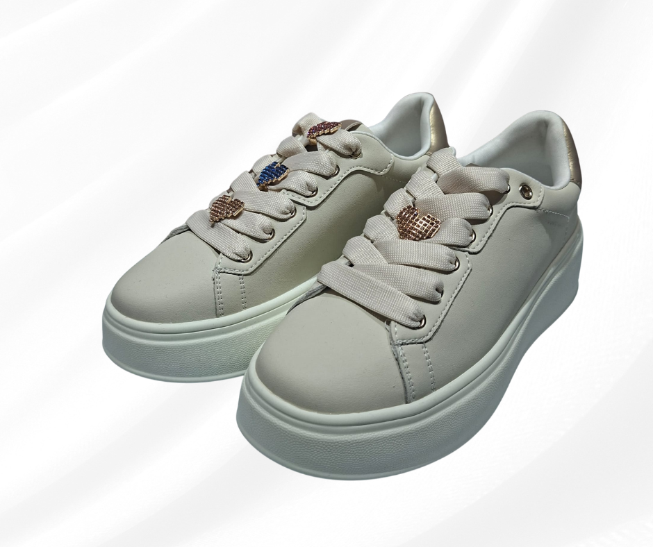 Sneaker bassa donna con lacci 1045 beige