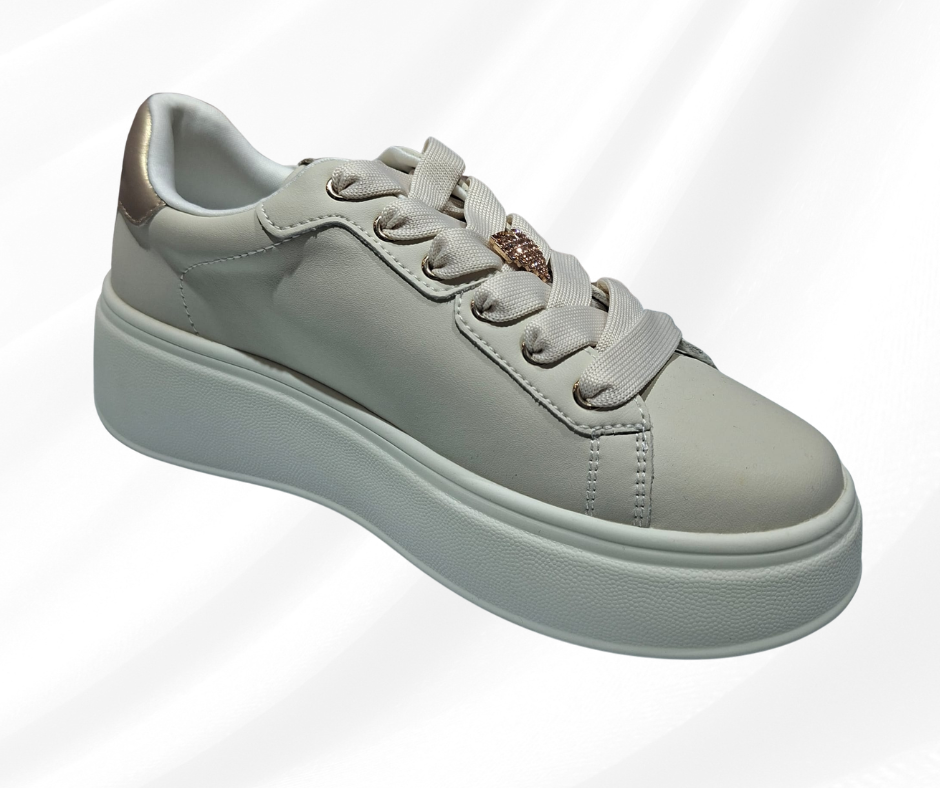 Sneaker bassa donna con lacci 1045 beige