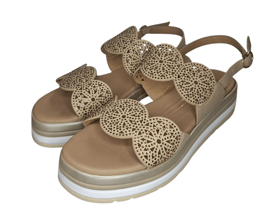 Sandalo con zeppa REPO 11277 beige