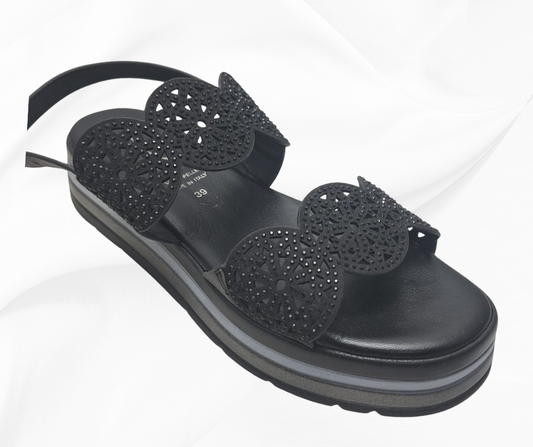 REPO 11277 NERO sandalo comodo donna con cinturino