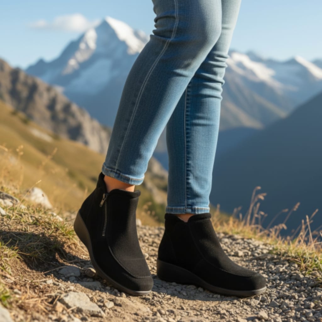 COMFORT CLASS 1326 NERO stivaletto comodo con doppia lampo predisposto per plantari calzature moda comoda