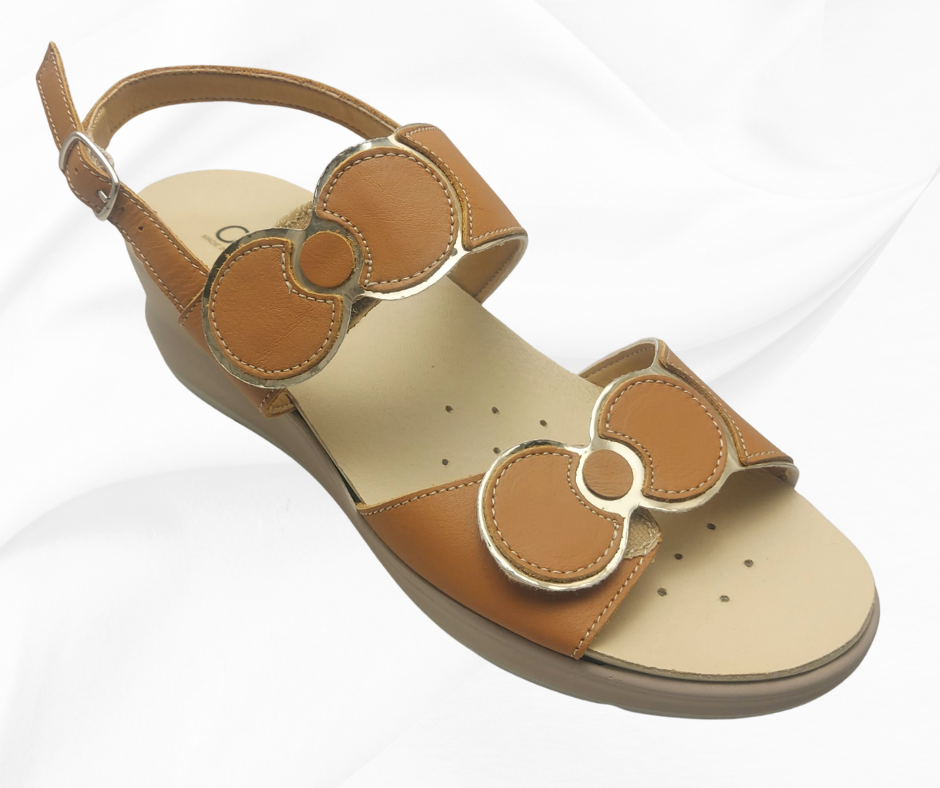 CINZIA SOFT 13637 COGNAC sandalo comoda con doppio stretch
