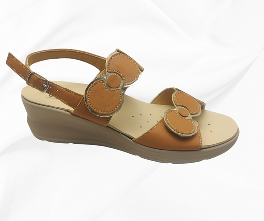 CINZIA SOFT 13637 COGNAC sandalo comoda con doppio stretch