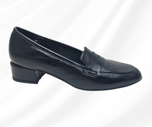 CONFORT 1487 NAPLAK NERO mocassino comodo donna in pelle lucida