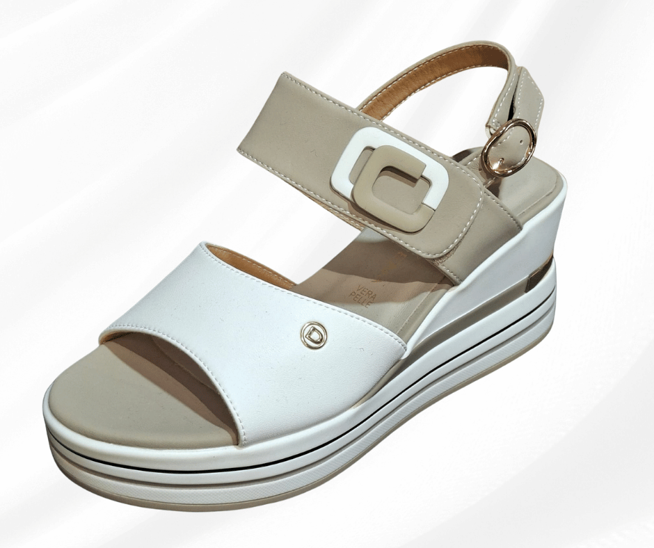 Sandalo donna con zeppa Donna serena 156076 Bianco platino