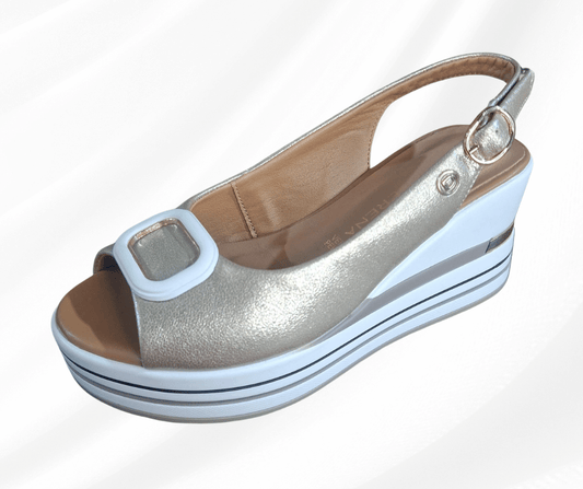 Sandalo donna con zeppa Donna serena 156079 platino