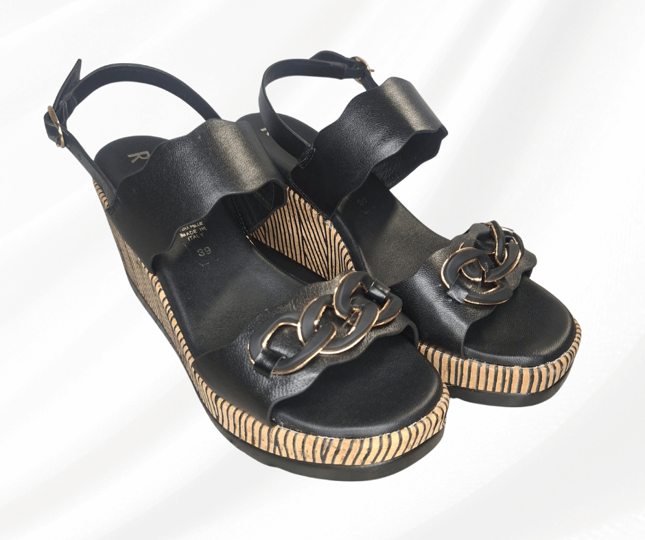 Sandalo comodo donna in pelle REPO 21108 nero