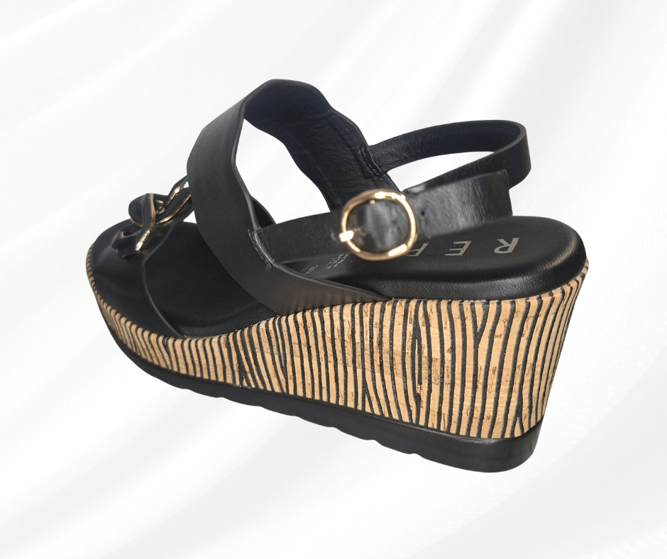 Sandalo comodo donna in pelle REPO 21108 nero