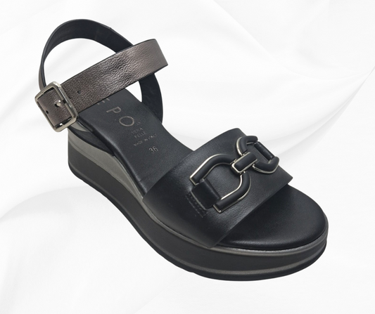 REPO 21215 NERO sandalo comodo donna con zeppa