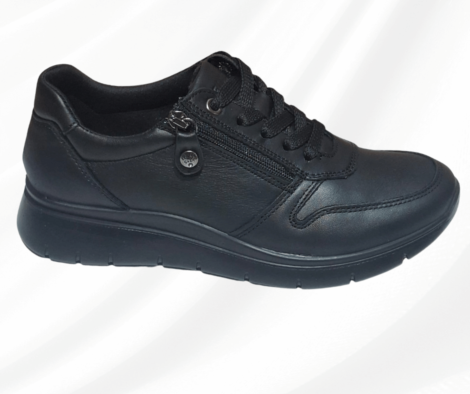 Scarpa comoda con lacci e lampo Enval Soft 22763 NERO