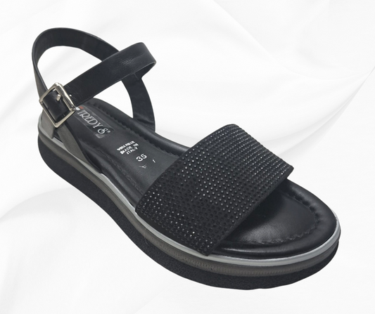 REPO 2380223 NERO sanda comodo donna in pelle con fibbia