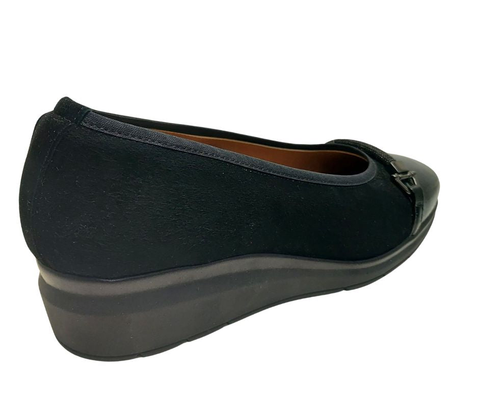 CONFORT 2423 NERO scarpa comoda donna decolte' con zeppa